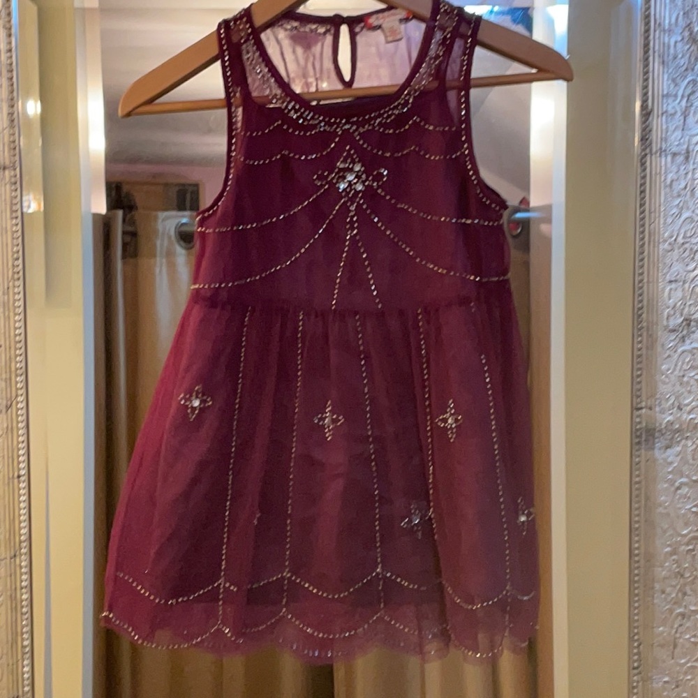 Ruby & Bloom beaded sheer top with under tank
